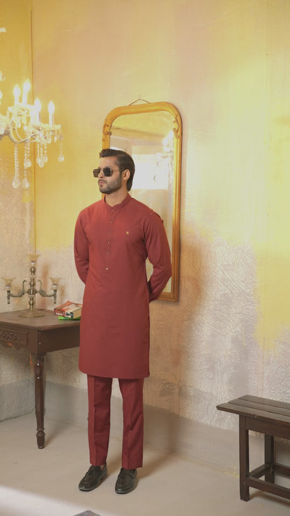WOOD RED KURTA TROUSER