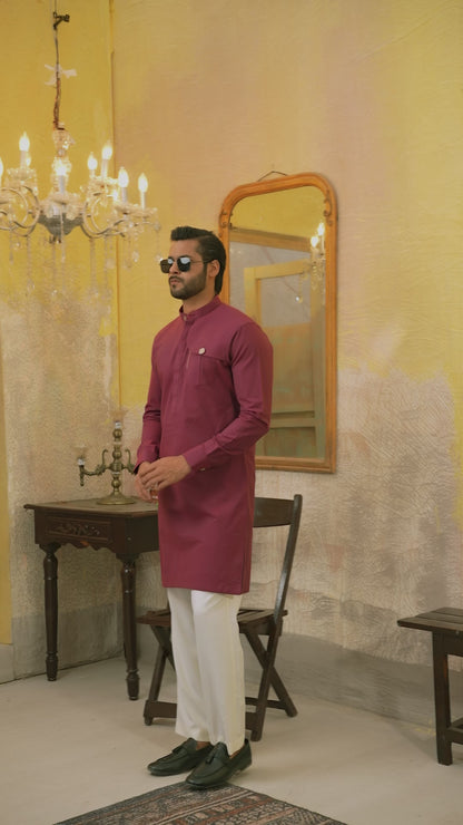 RED COTTON KURTA