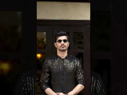 Black & Golden Sequin Kurta