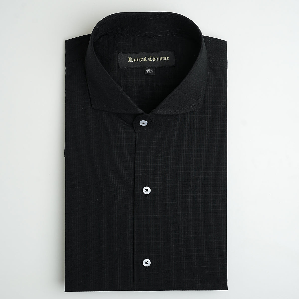 BLACK TEXTURED COTTON SHIRT