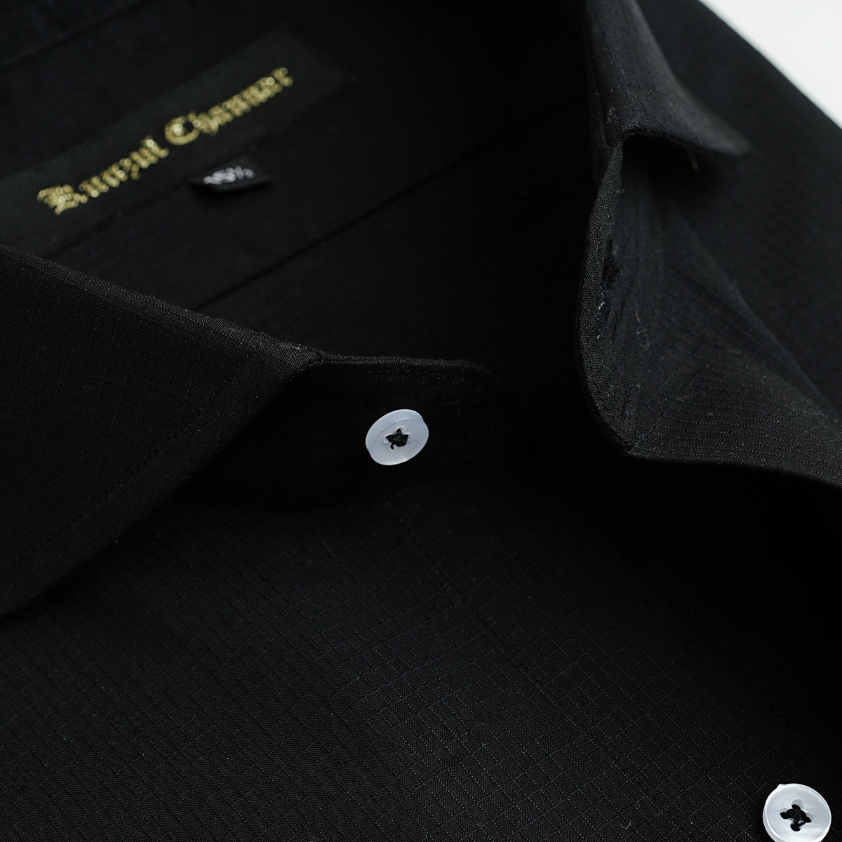 BLACK TEXTURED COTTON SHIRT