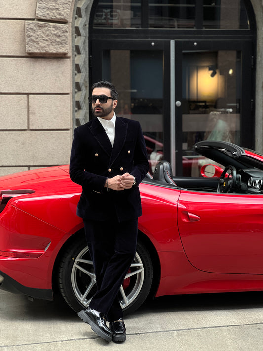 NAVY BLUE JAPANESE SUEDE SUIT