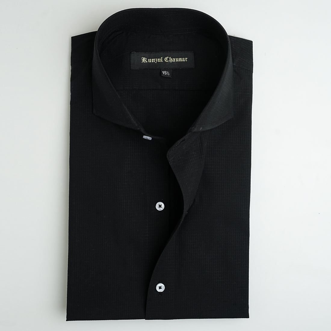 BLACK TEXTURED COTTON SHIRT