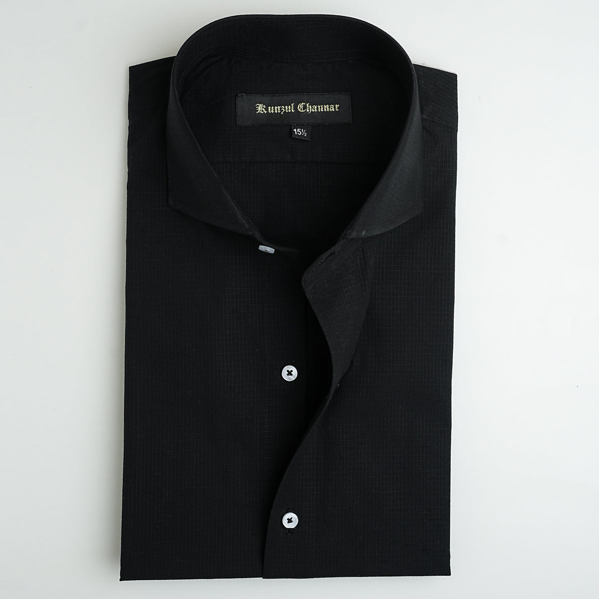 BLACK TEXTURED COTTON SHIRT