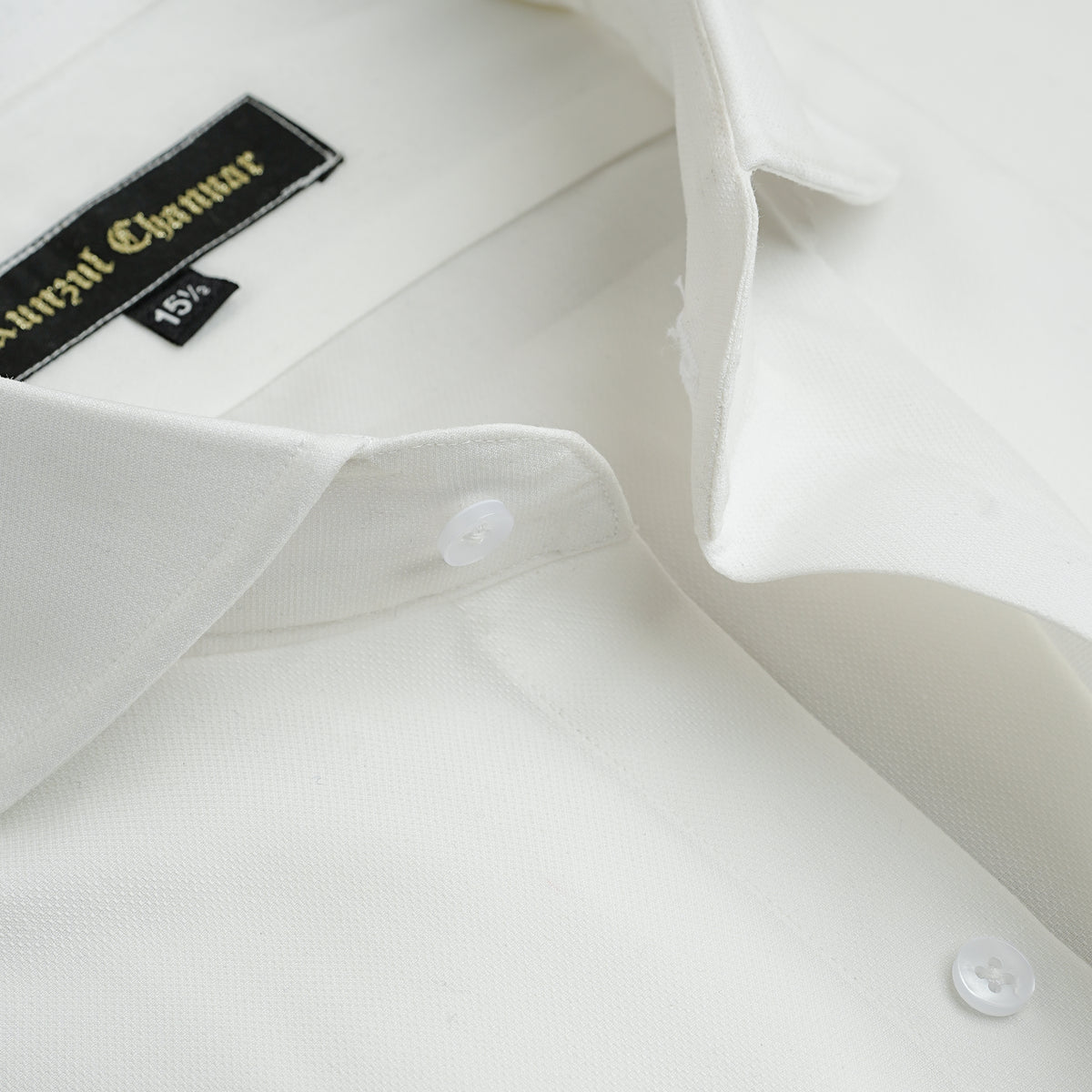 WHITE TEXTURED COTTON SHIRT