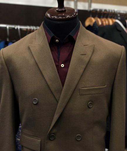 Brown Wool Double Breasted Suit