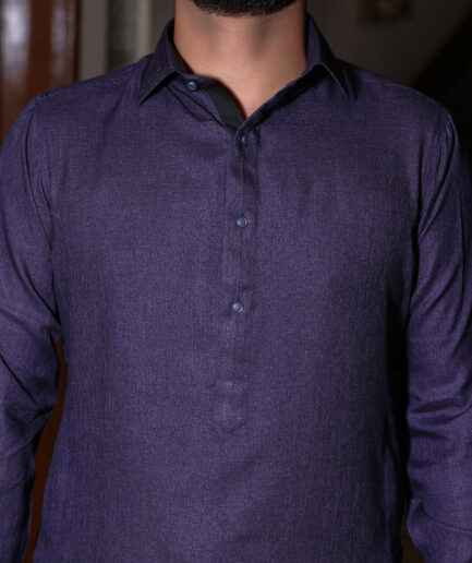 Soft Cotton Purple Textured Shalwar Kameez