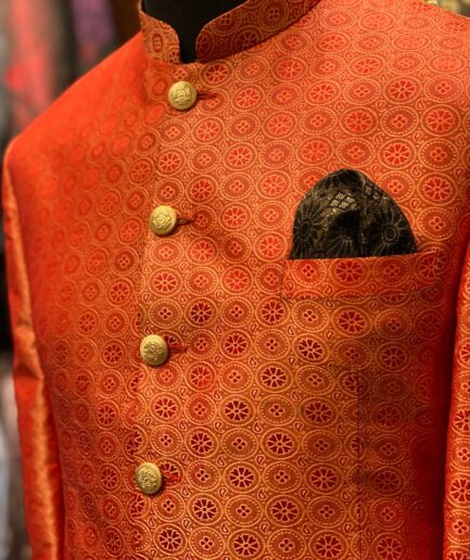 Orange Jamawar Prince Coat
