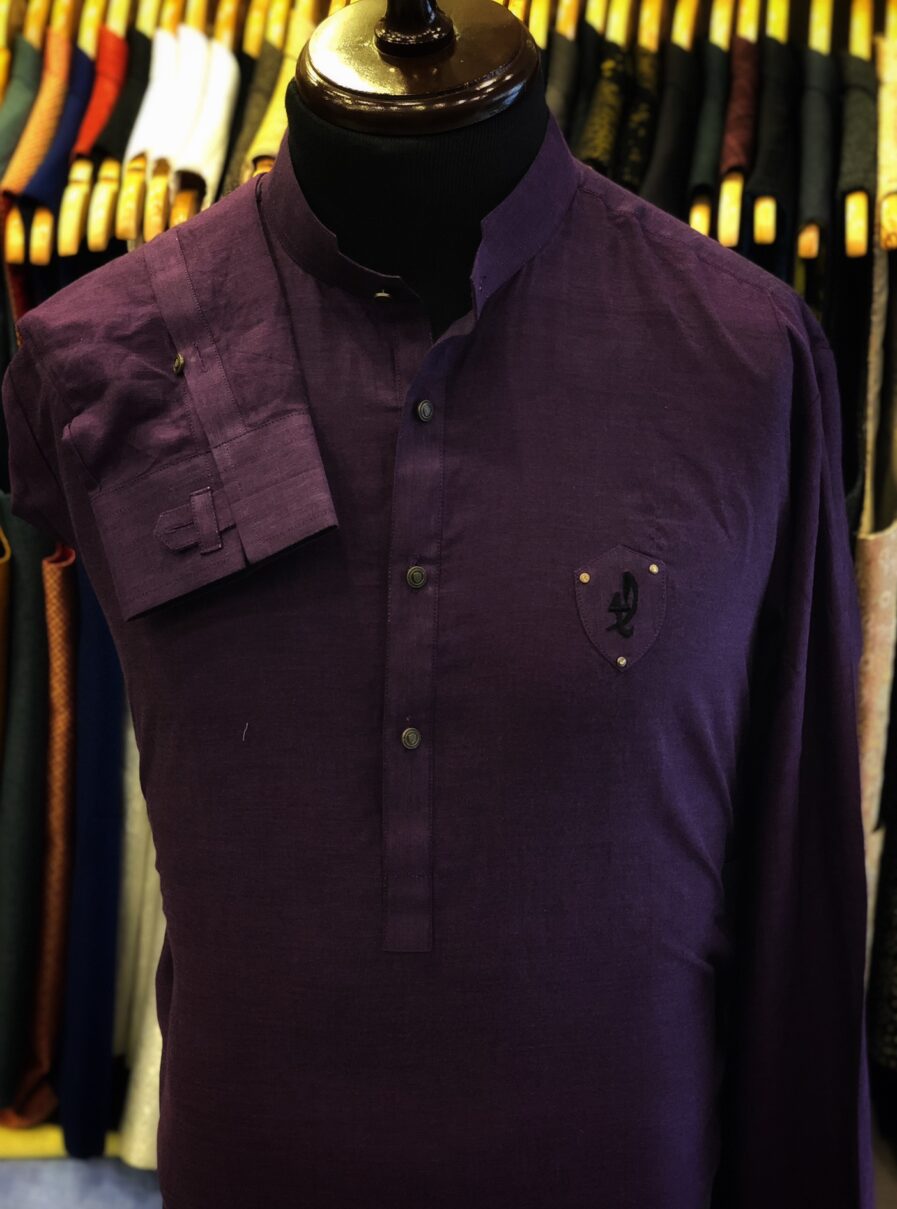 Purple Cotton Linen Kurta Trouser
