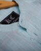 Sky Blue Striped Mandarin Collar Linen Shirt